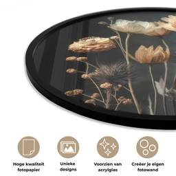 Boeket - Bloemen - Licht - Zwart Fotolijst rond zonder passe partout klein -closeup_NL