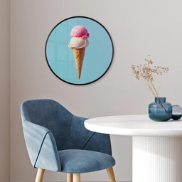 Bolletjes - Schepijs - Hoorntje - Blauw Fotolijst rond zonder passe partout klein -sfeer2