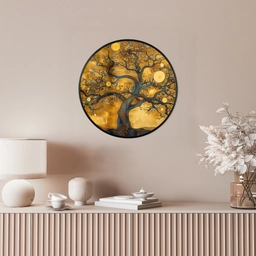 Boom - Levensboom - Abstract - Goud Fotolijst rond zonder passe partout klein -sfeer3