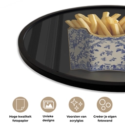 Friet - Porselein - Delfts blauw - Eten Fotolijst rond zonder passe partout klein -closeup_NL