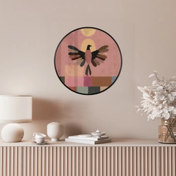 Illustratie - Vogel - Vlakken - Kleurrijk Fotolijst rond zonder passe partout klein -sfeer3