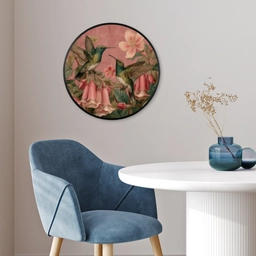 Kolibries - Bloemen - Groen - Roze Fotolijst rond zonder passe partout klein -sfeer2