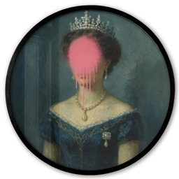Kroon - Roze druipend verf - Portret Fotolijst rond zonder passe partout klein -3d