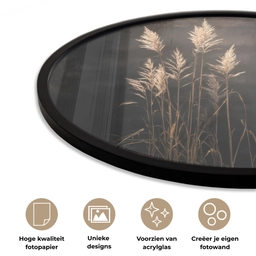 Siergras - Pluimen - Verlichting - Zwart Fotolijst rond zonder passe partout klein -closeup_NL