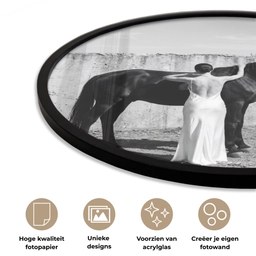Vrouw - Paard - Artistiek Fotolijst rond zonder passe partout klein -closeup_NL