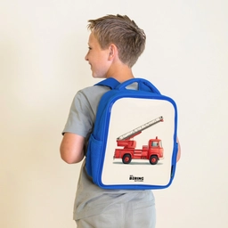 Brandweerwagen - Getekend - Rood Kinderrugzak - Blauw middel -sfeer2