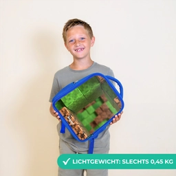 Close-up met pixelachtige blokken Kinderrugzak - Blauw middel -sfeer1_NL