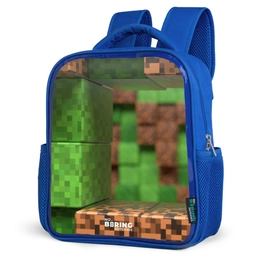 Close-up met pixelachtige blokken Kinderrugzak - Blauw middel -schuin