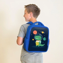 Dino - Ruimtepak - Planeten Kinderrugzak - Blauw middel -sfeer2
