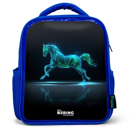 Futuristisch galopperend paard Kinderrugzak - Blauw middel -3d