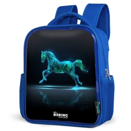 Futuristisch galopperend paard Kinderrugzak - Blauw middel -schuin
