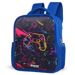 Gamerwereld in neonstijl Kinderrugzak - Blauw middel -schuin
