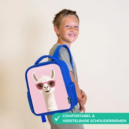 Lama - Wit - Zonnebril - Wimpers Kinderrugzak - Blauw middel -sfeer3_NL
