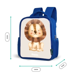 Leeuw illustratie met beige achtergrond Kinderrugzak - Blauw middel -productfoto_formaten