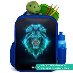 Lichtgevende leeuw Kinderrugzak - Blauw middel -inhoud_NL