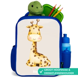 Liggende giraffe illustratie op beige achtergrond Kinderrugzak - Blauw middel -inhoud_NL