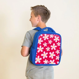 Madeliefjesmania hotpink Kinderrugzak - Blauw middel -sfeer2
