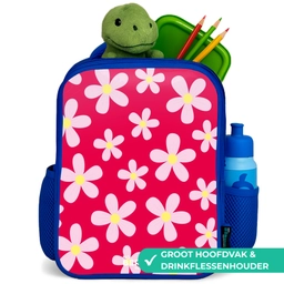 Madeliefjesmania hotpink Kinderrugzak - Blauw middel -inhoud_NL