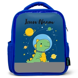 Dino - Planeet - Ster - Blauw Kinderrugzak - Blauw middel -3d