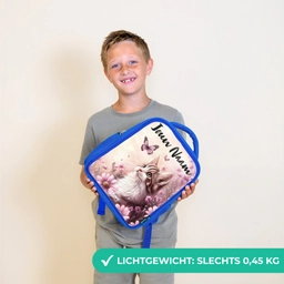 Kitten - Vlinders - Paars - Bloemen Kinderrugzak - Blauw middel -sfeer1_NL