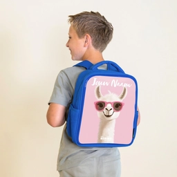 Lama - Wit - Zonnebril - Wimpers Kinderrugzak - Blauw middel -sfeer2