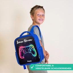 Neon - Controller - Verfspatten - Game Kinderrugzak - Blauw middel -sfeer3_NL
