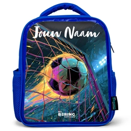 Neon - Net - Voetbal - Kleurrijk Kinderrugzak - Blauw middel -3d