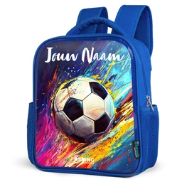 Neon - Voetbal - Kleurrijk Kinderrugzak - Blauw middel -schuin