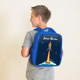Planeet - Raket - Sterren - Donkerblauw Kinderrugzak - Blauw middel -sfeer2