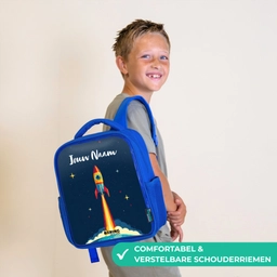 Planeet - Raket - Sterren - Donkerblauw Kinderrugzak - Blauw middel -sfeer3_NL