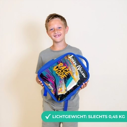 Racehelm - Abstract - Verf - Kleurrijk Kinderrugzak - Blauw middel -sfeer1_NL