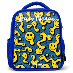 Smiley - Geel - Blauw Kinderrugzak - Blauw middel -3d