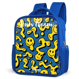 Smiley - Geel - Blauw Kinderrugzak - Blauw middel -schuin