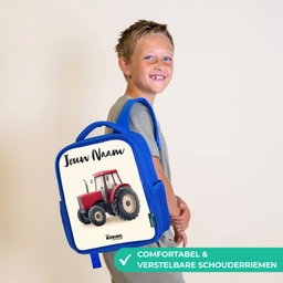 Tractor - Getekend - Rood Kinderrugzak - Blauw middel -sfeer3_NL