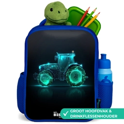 Neontractor op zwarte ondergrond Kinderrugzak - Blauw middel -inhoud_NL