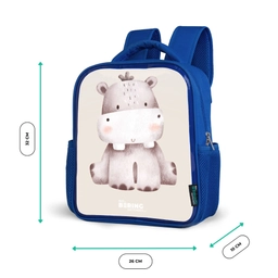 Nijlpaard op beige achtergrond illustratie Kinderrugzak - Blauw middel -productfoto_formaten