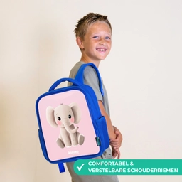 Olifant - Baby - Blosjes - Illustratie Kinderrugzak - Blauw middel -sfeer3_NL