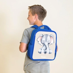 Olifant tekening tegen een beige achtergrond Kinderrugzak - Blauw middel -sfeer2