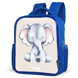 Olifant tekening tegen een beige achtergrond Kinderrugzak - Blauw middel -schuin
