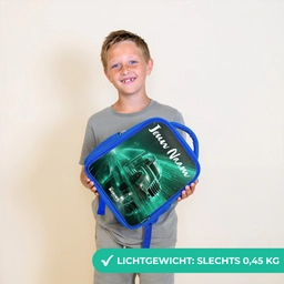 Vrachtwagen - Stad - Groen - Neon Kinderrugzak - Blauw middel -sfeer1_NL