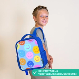 Vrolijk patroon van smileys Kinderrugzak - Blauw middel -sfeer3_NL
