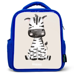 Zebra portrettekening met beige achtergrond Kinderrugzak - Blauw middel -3d
