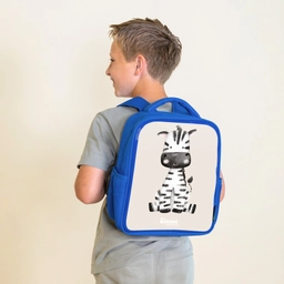 Zebra portrettekening met beige achtergrond Kinderrugzak - Blauw middel -sfeer2