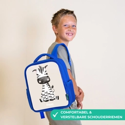 Zebra portrettekening met beige achtergrond Kinderrugzak - Blauw middel -sfeer3_NL