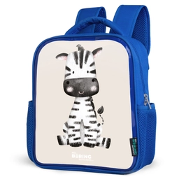 Zebra portrettekening met beige achtergrond Kinderrugzak - Blauw middel -schuin