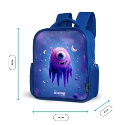 Vrolijk paarsoog in de ruimte Kinderrugzak - Blauw middel -productfoto_formaten