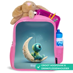Dromerig Wezentje op de Maan Kinderrugzak - Roze middel -inhoud_NL