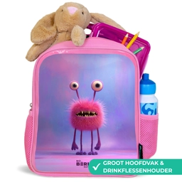 Roze harig monster met grote ogen Kinderrugzak - Roze middel -inhoud_NL