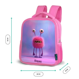 Roze harig monster met grote ogen Kinderrugzak - Roze middel -productfoto_formaten