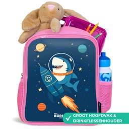 Dier - Ruimte - Planeet - Raket Kinderrugzak - Roze middel -inhoud_NL